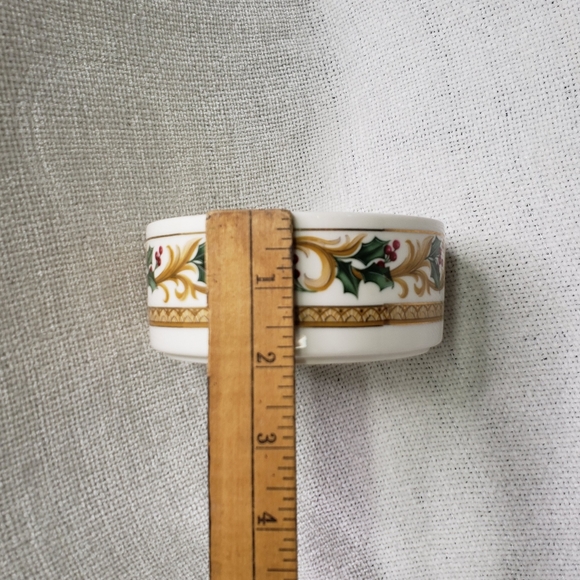 Candy Bowl Dish Round Powder Trinket Box Mikasa Holiday Orchard Vintage 1980s - Picture 4 of 8